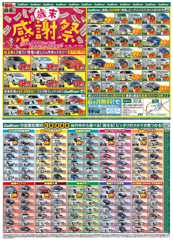 【ガリバー佐久店】　11月29日出勤スタッフの体温
