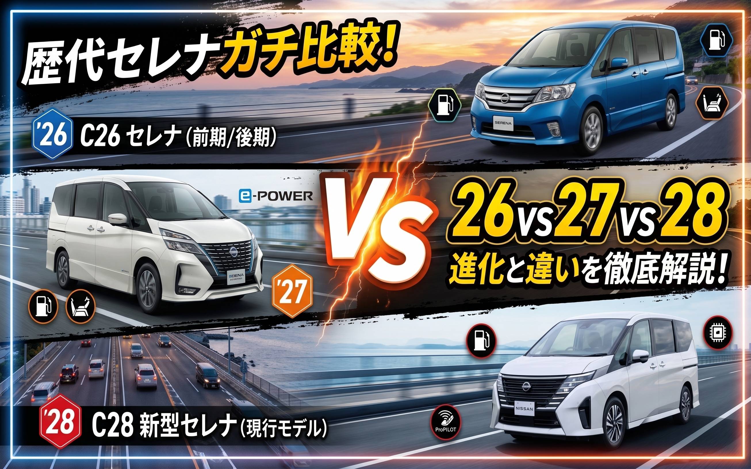 大人気のセレナ！型ごとの違いを徹底解説！