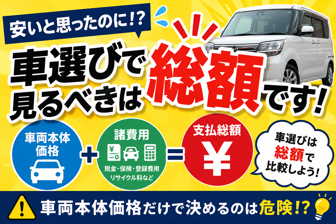 安いと思ったのに！？車選びで見るべきは”総額”です！