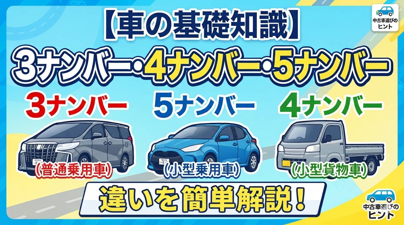 3ナンバー・4ナンバー・5ナンバーって何が違う？