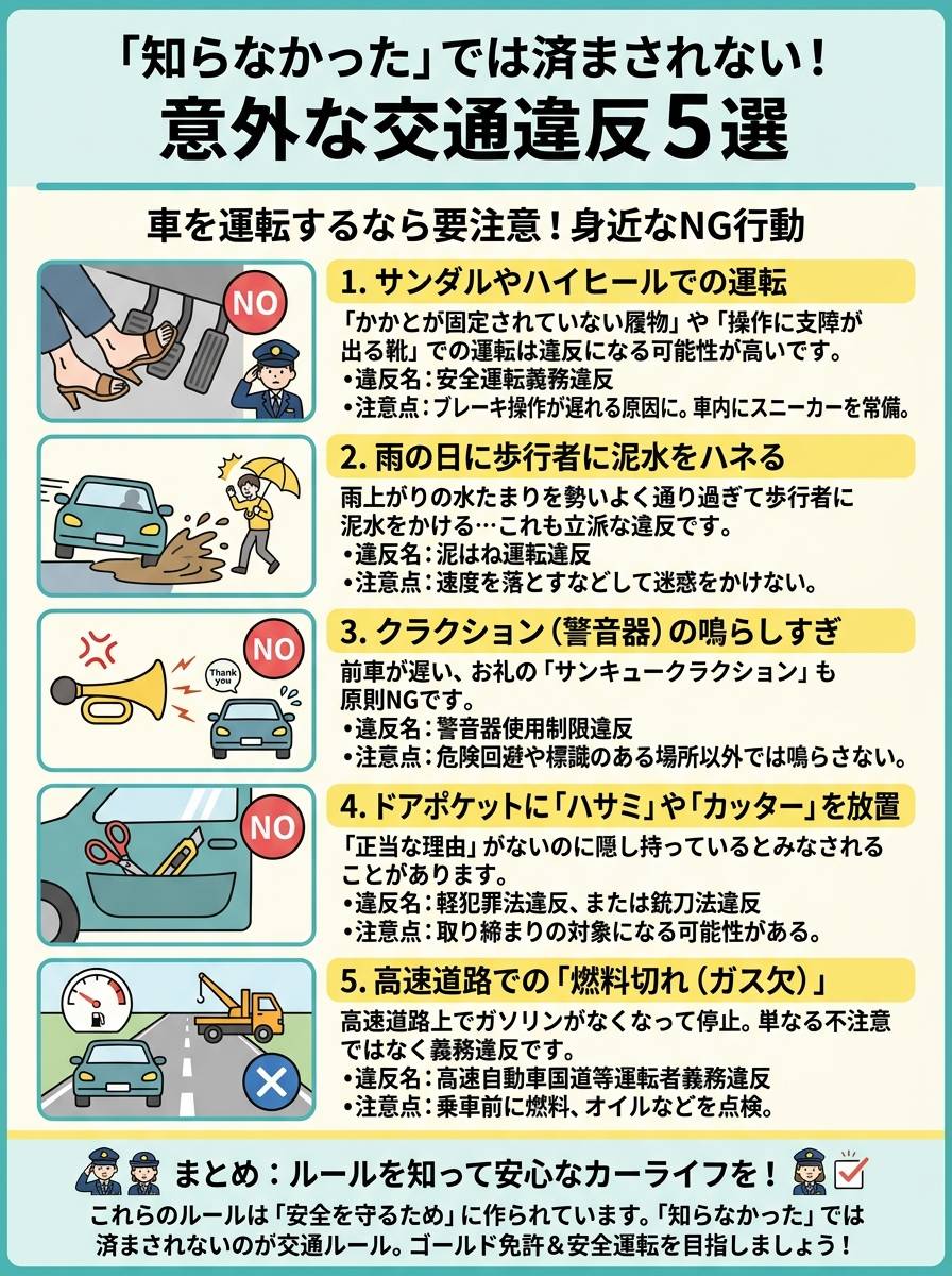 【違反注意】知らずにやってるかも？実は警察に捕まる「意外な交通違反」5選
