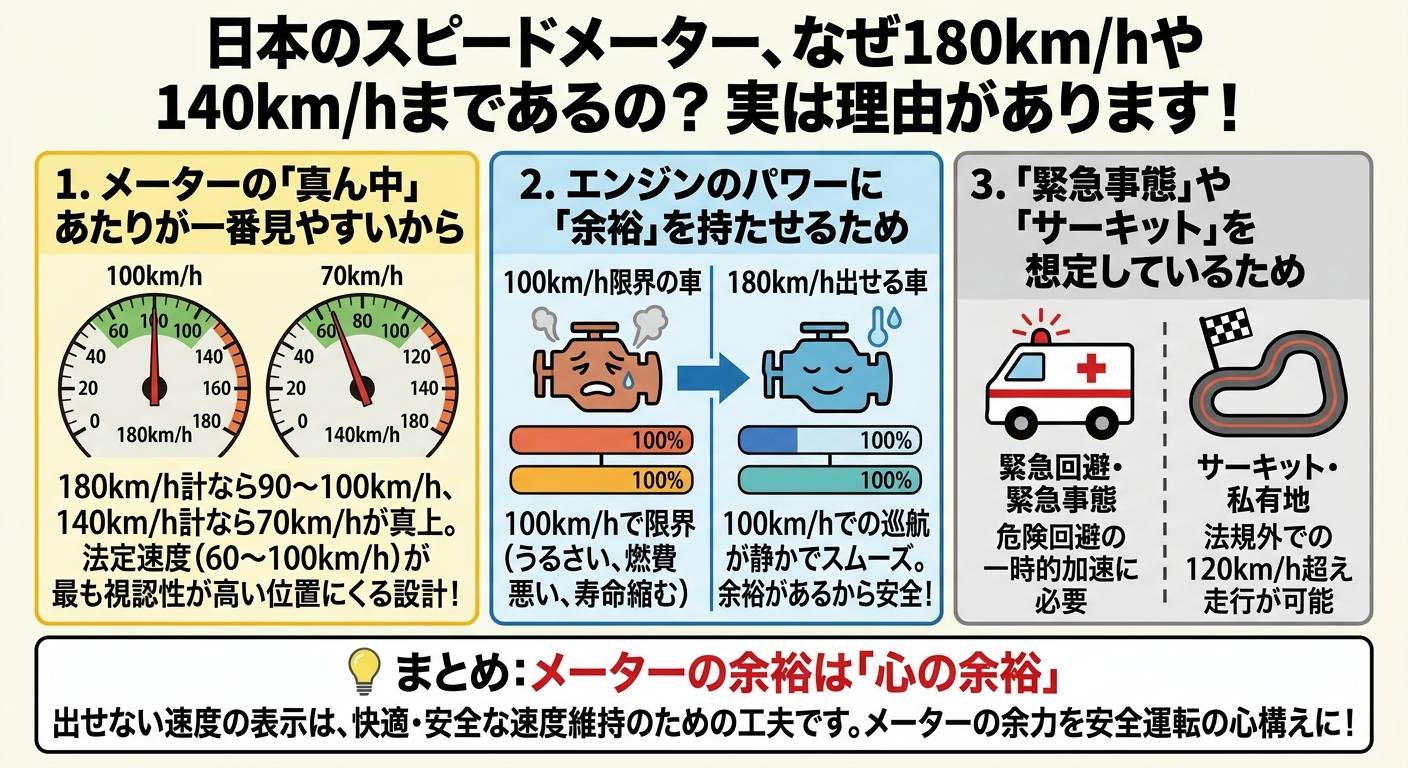 なぜ車のスピードメーターは「速度180」まであるの？日本の制限速度とのギャップの理由